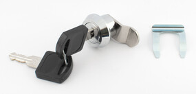 Cam lock, cranked cam, for sheet metal cabinet