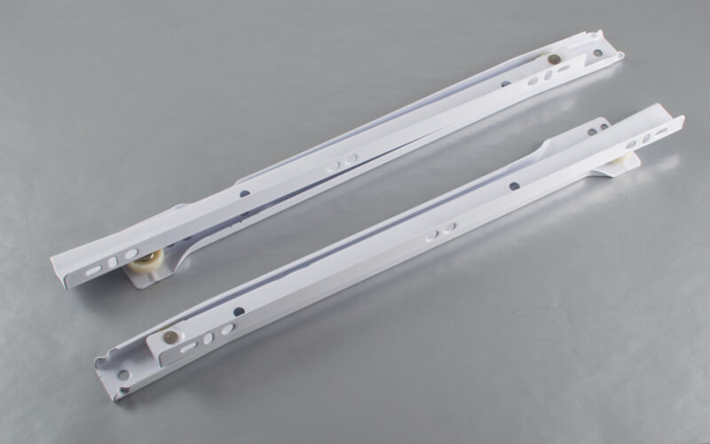 Roller slide, white, bottom mounted, pair