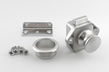 Push Button Lock, for 16 mm board, aluminum grey