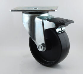 100 mm Art. Teollisuuspyörä 100, kääntyvä, laatalla